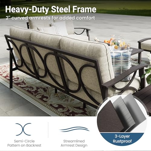 Wisteria Lane 5-Piece Outdoor Patio Furniture Set, Outdoor Metal Sectional Furniture with Cushions