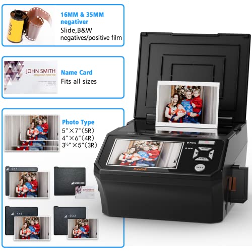 Photo,NameCard,Slide & Negative Scanner with Large 5" LCD Screen,Film and Slide Digitizer-Convert 35mm,110 Film/Photo(3R,4R