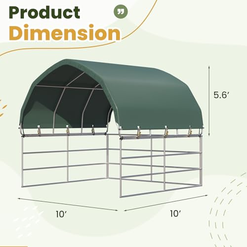 YOLENY Corral Shelter (Green, 12'x12'), Heavy Duty Round Style Canopy, Waterproof and UV Treated Universal Cover
