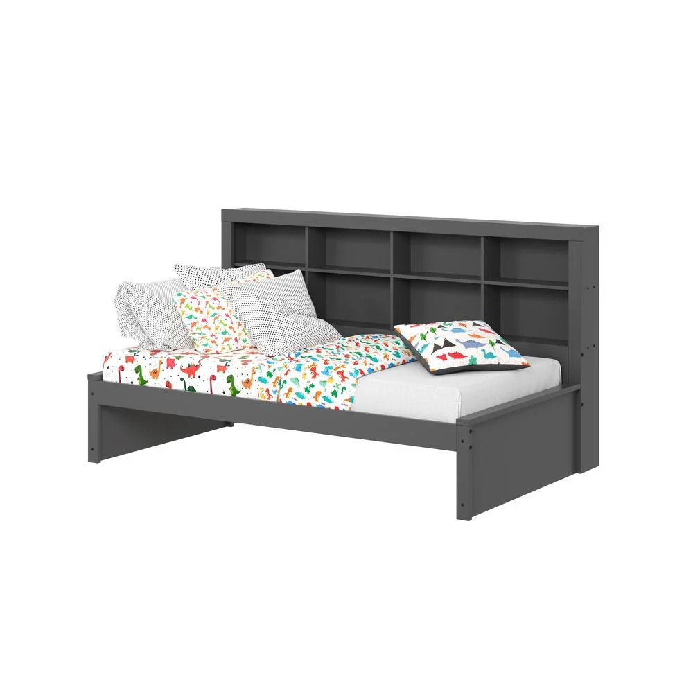 Twin Bookcase Day Bed in Dark Grey