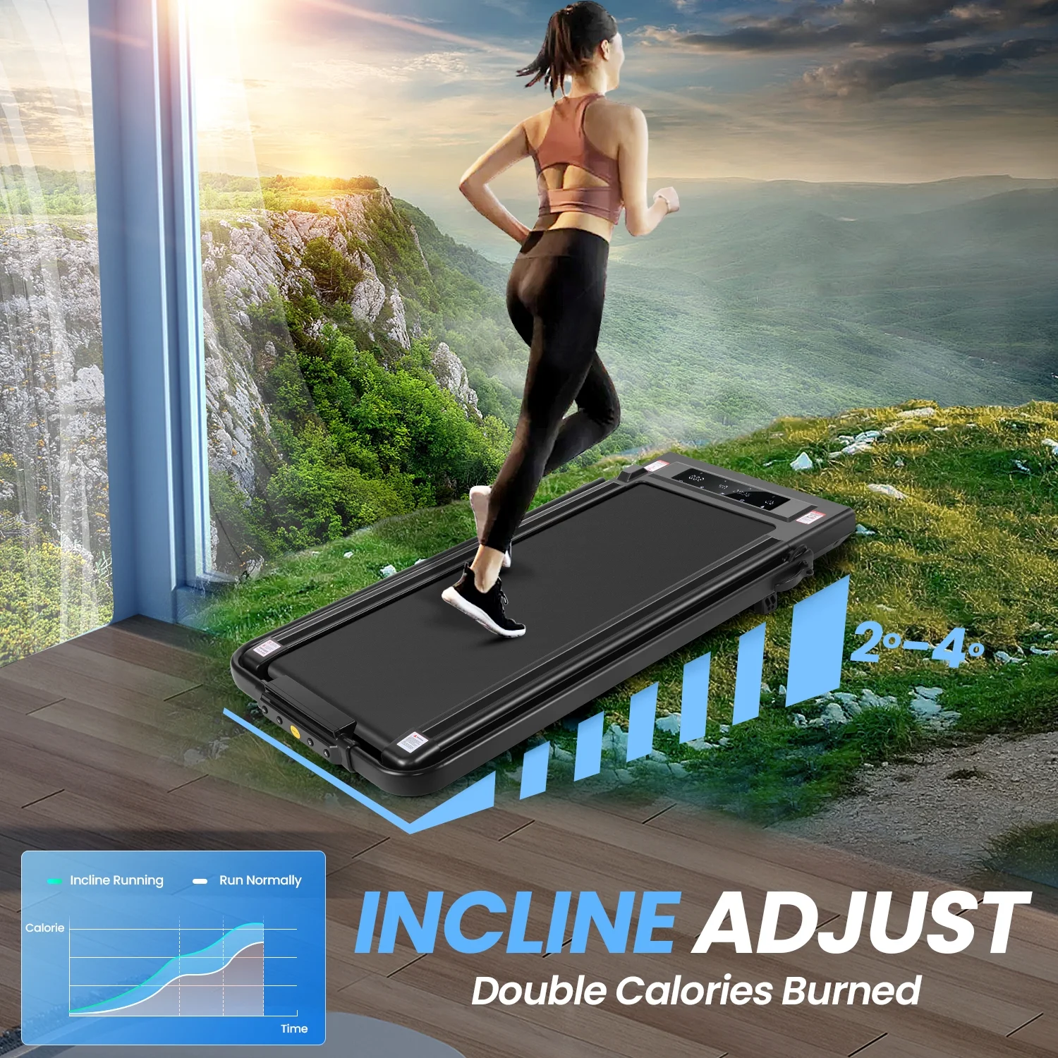 Tikmboex 2 in 1 Under Desk Treadmill with ?2.5HP Strong Motor LED and Supports 3-Ways Control for Home Office Compact Walking Pad