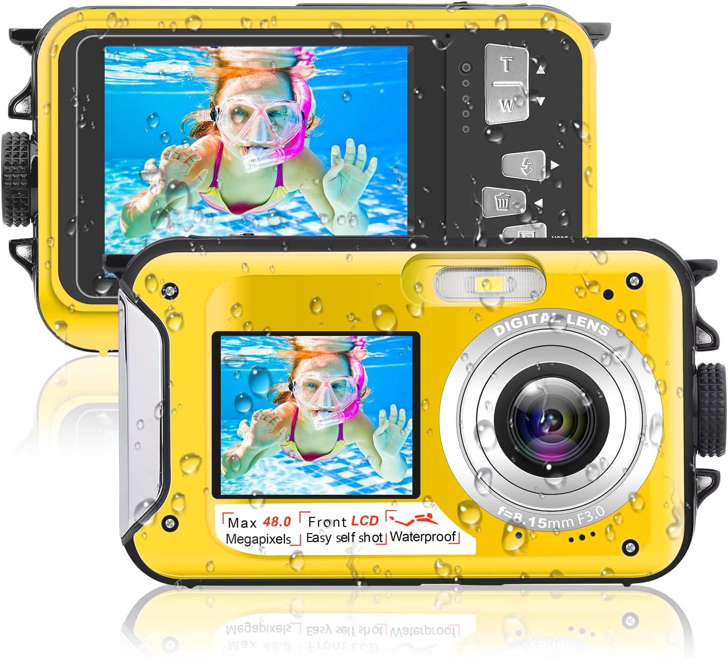 Waterproof Camera 48MP Image 10FT Underwater Camera 2.7K Video Waterproof Digital Camera Underwater Video Camera for Snorkeling,Vacation（Blue）