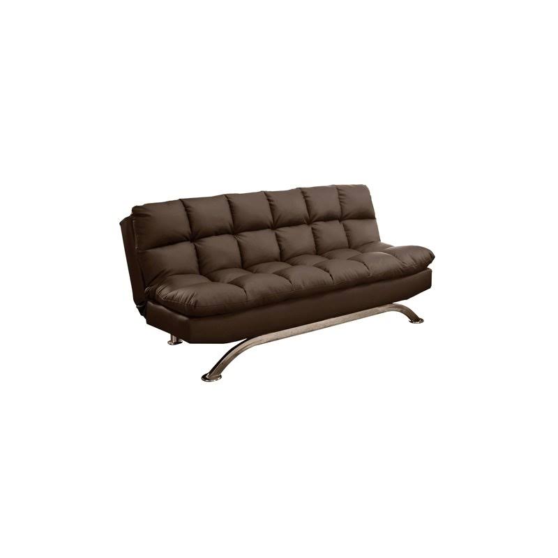 Furniture of America Moore Faux Leather Sleeper Sofa Bed in Dark Brown