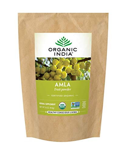 Organic India Amla Powder - Holy Basil, Immune Support, Vitamin C for Immune System, Vegan, Kosher, Ayurvedic Superfood, Antioxidants