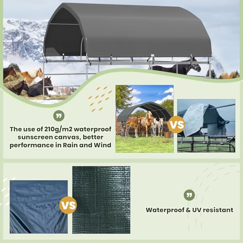 YOLENY Corral Shelter (Green, 12'x12'), Heavy Duty Round Style Canopy, Waterproof and UV Treated Universal Cover