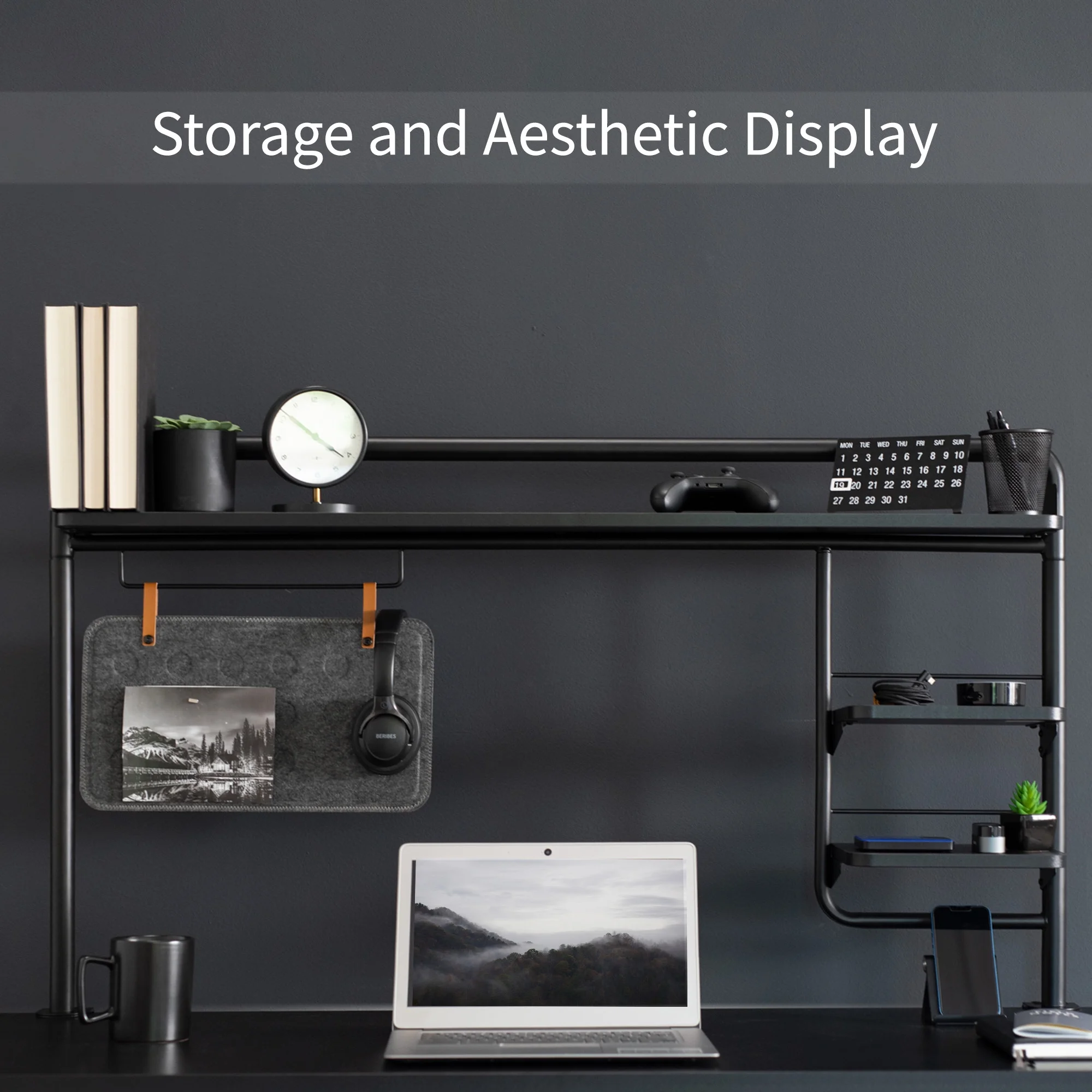 VIVO Clamp-on Desktop Shelving System with Magnetic Memo Board