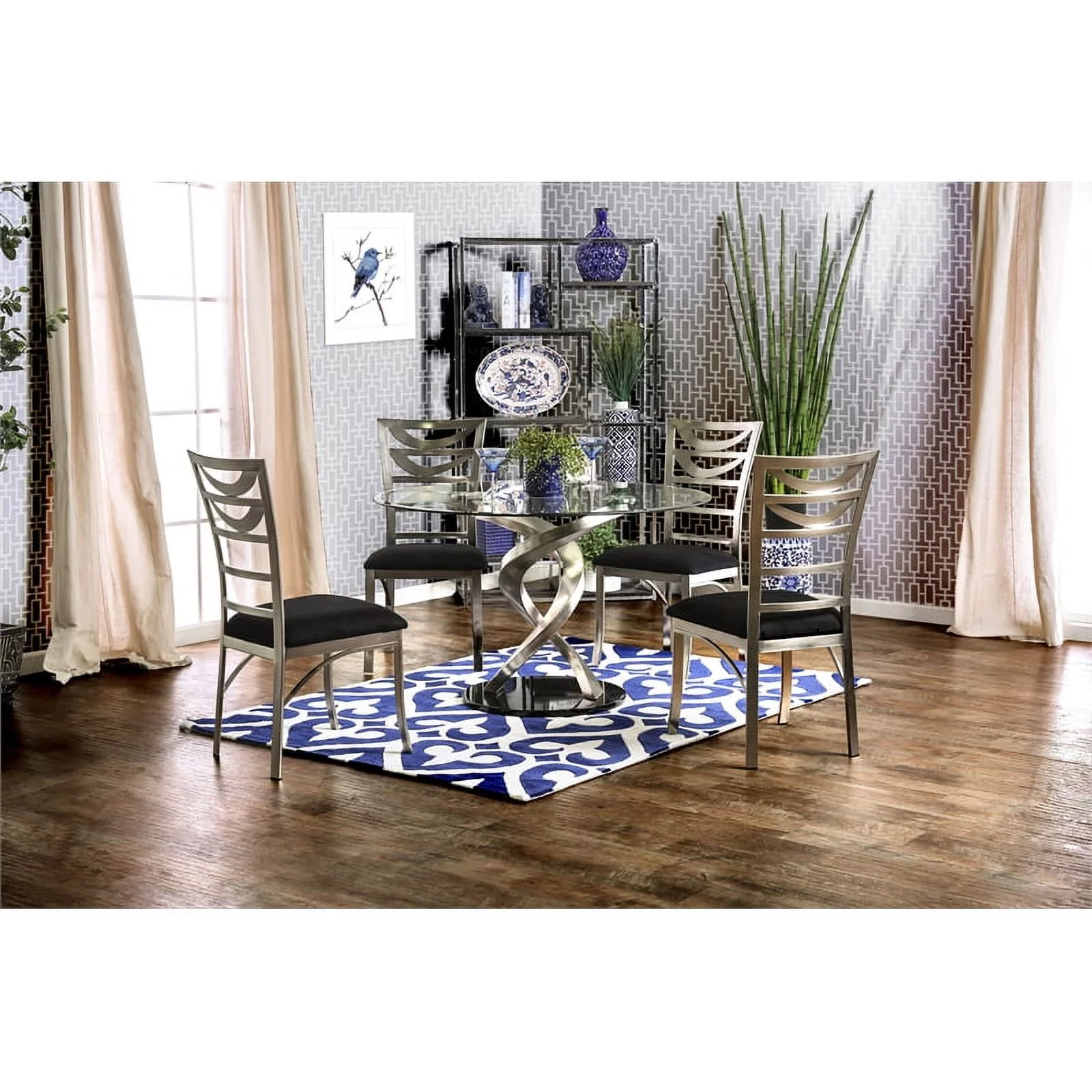 Furniture of America Halliway Stainless Steel Dining Chair in Silver (Set of 2)