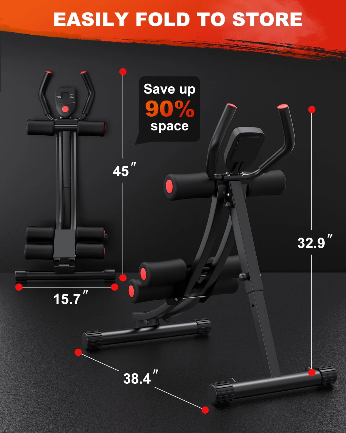 GIKPAL Ab Machine, Max 440lbs Ab Workout Equipment for Home Gym Foldable Core & Abdominal Trainer Fitness Equipment with LCD Display