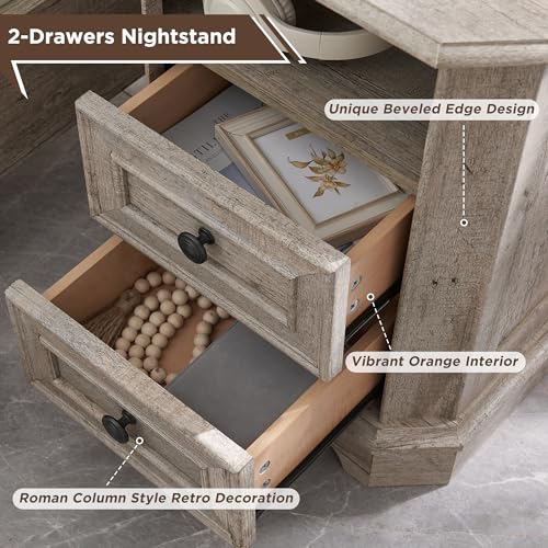 T4TREAM Farmhouse 5 Drawers Dresser for Bedroom, 48" Tall Wood Rustic Chest of Drawers with Natural Texture, Vintage Design