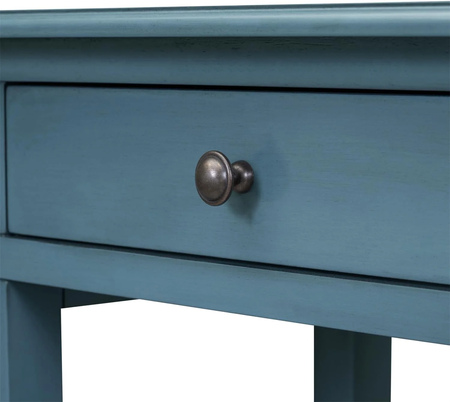 Console Table Sofa Table With 3 Drawers And Storage Shelf, Wooden Sideboard Side Table For Living Room Bedroom, Teal Blue