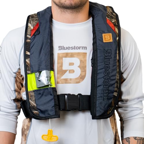 BLUESTORM Stratus 35 Inflatable Life Jacket PFD for Adults | US Coast Guard (USCG) Approved Automatic Self Inflating Life Vest Preserver with Manual