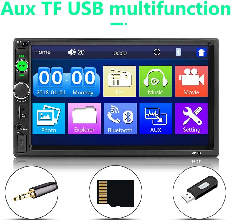Hodozzy Double Din Car Stereo 7 inch Touchscreen Car Radios with Bluetooth Indash 2 Din Car Audio Head Unit Support Mirror Link for Android/iOS USB