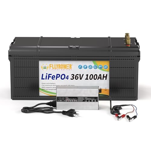 FLLYROWER 12V Lithium Battery 100AH With BMS and 16500 Deep Cycles 12V 100AH Lifepo4 Battery Grade A Cells for Marine Trolling Motor RV camping Solar