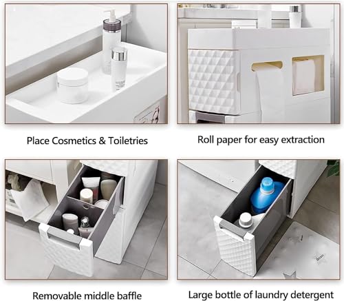 Small Bathroom Storage Cabinet - Narrow Slim Organizer Side Corner Unit