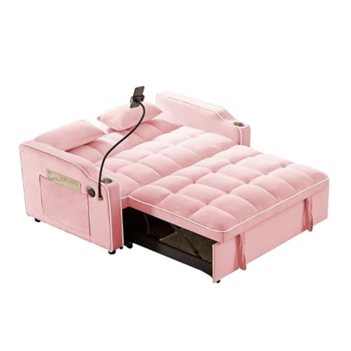 WIIS' IDEA Convertible Sofa Bed,3 in 1 Velvet Sleeper Sofa Pull-Out Bed