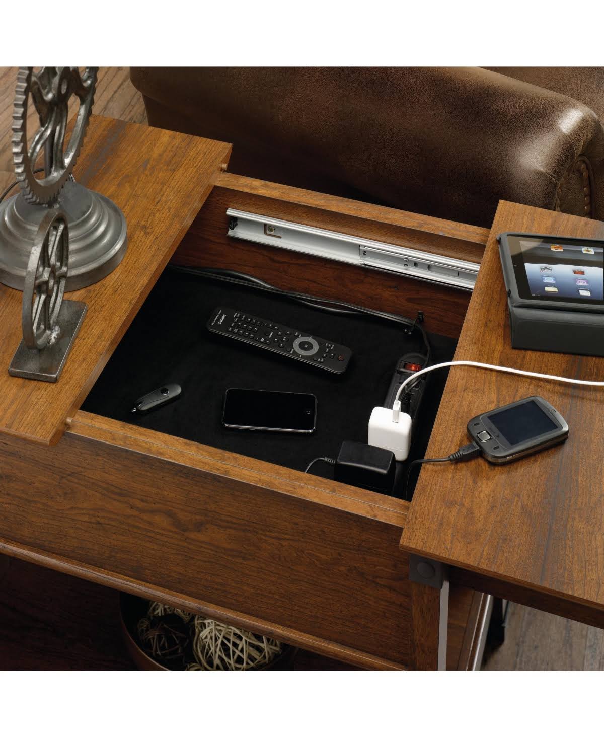 Sauder Carson Forge Smartcenter Side Table, Washington Cherry