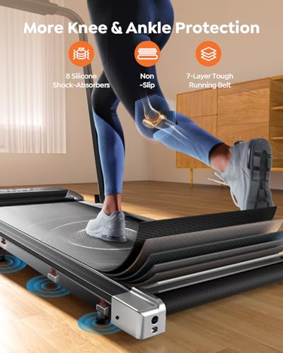 Walking Pad Treadmill with Incline, 2 in 1 Foldable Treadmills for Home Small Office, 300lbs Portable Compact Under Desk Treadmill with App