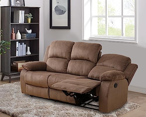 Recliner Sofa Set Living Room Furniture, Flannel Fabric Reclining Sofa Set
