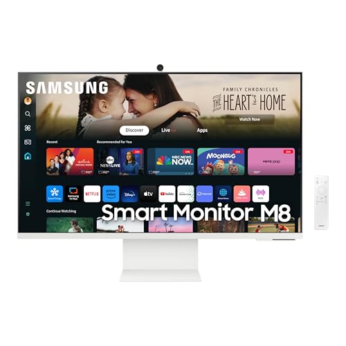 SAMSUNG 32-Inch M8 (M80D) Series 4K UHD Smart Monitor with Streaming TV, Speakers, HDR10+, AI Upscaling, USB-C, Ergonomic Stand, SlimFit Camera