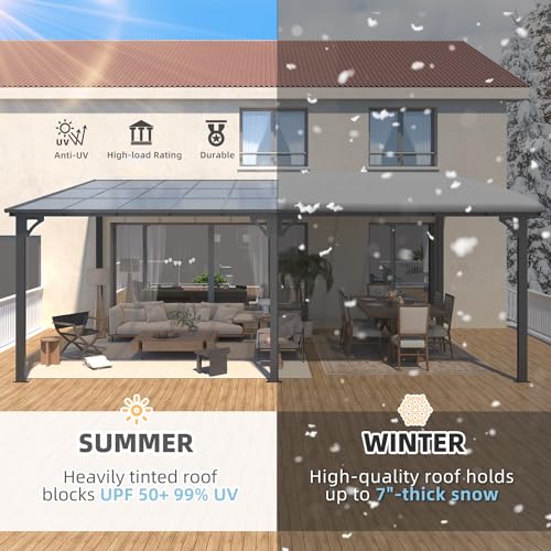 AECOJOY 10&rsquo; x 10&rsquo; Gazebo, Wall Mounted Gazebos Pergola on Clearance, Outdoor Patio Lean to Gazebo Awnings for Deck, Porch