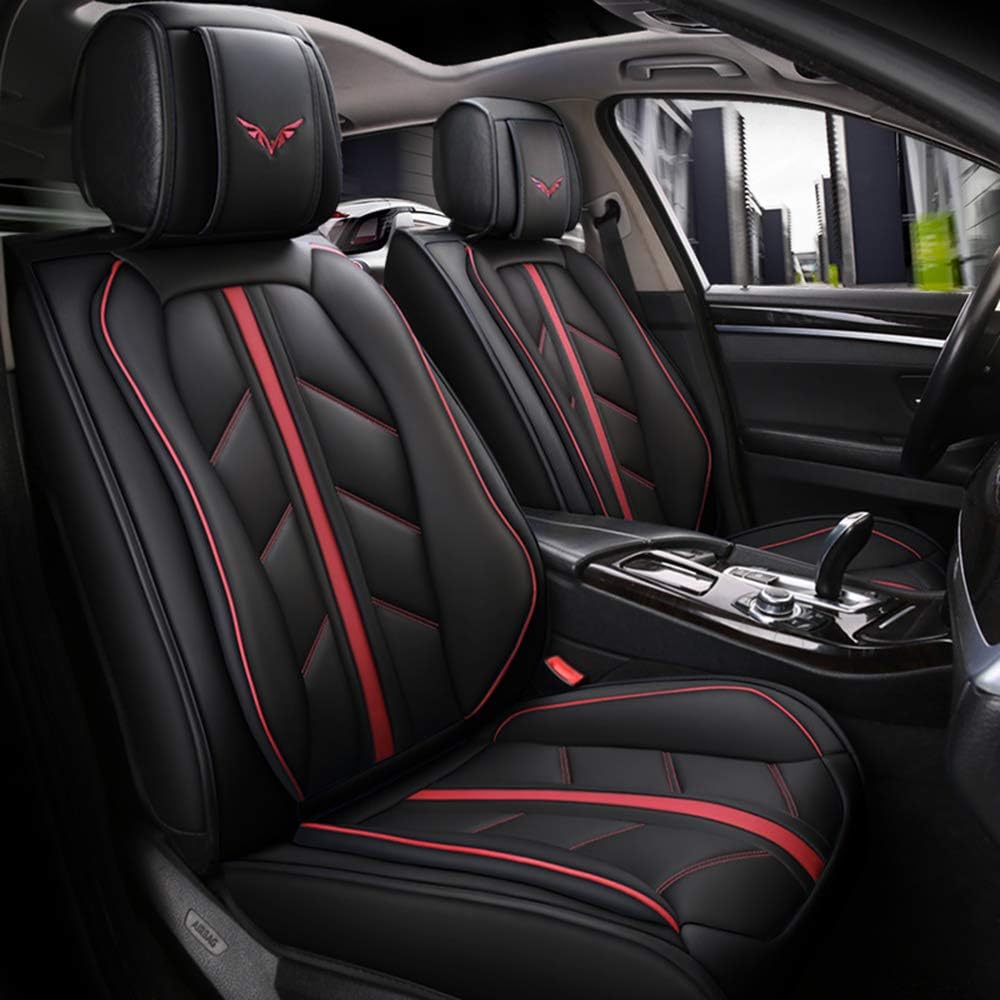otoez Leather Car Seat Covers Full Set Faux Leatherette Automotive Seat Covers 5 Seats Universal Fit for Most Sedan SUV Truck Pick-up Waterproof