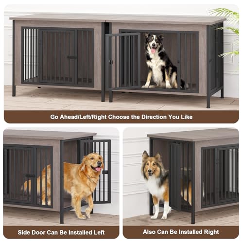 EasyCom 39.96" XL Wooden Large Dog Crate Furniture for Medium and Large Breed
