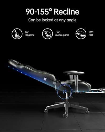 AutoFull C3 Gaming Chair, Racing Style Gaming Chair with Velvet Material Ergonomic Lumbar Support,Adjustable High Back PU Leather PC Chair,Black