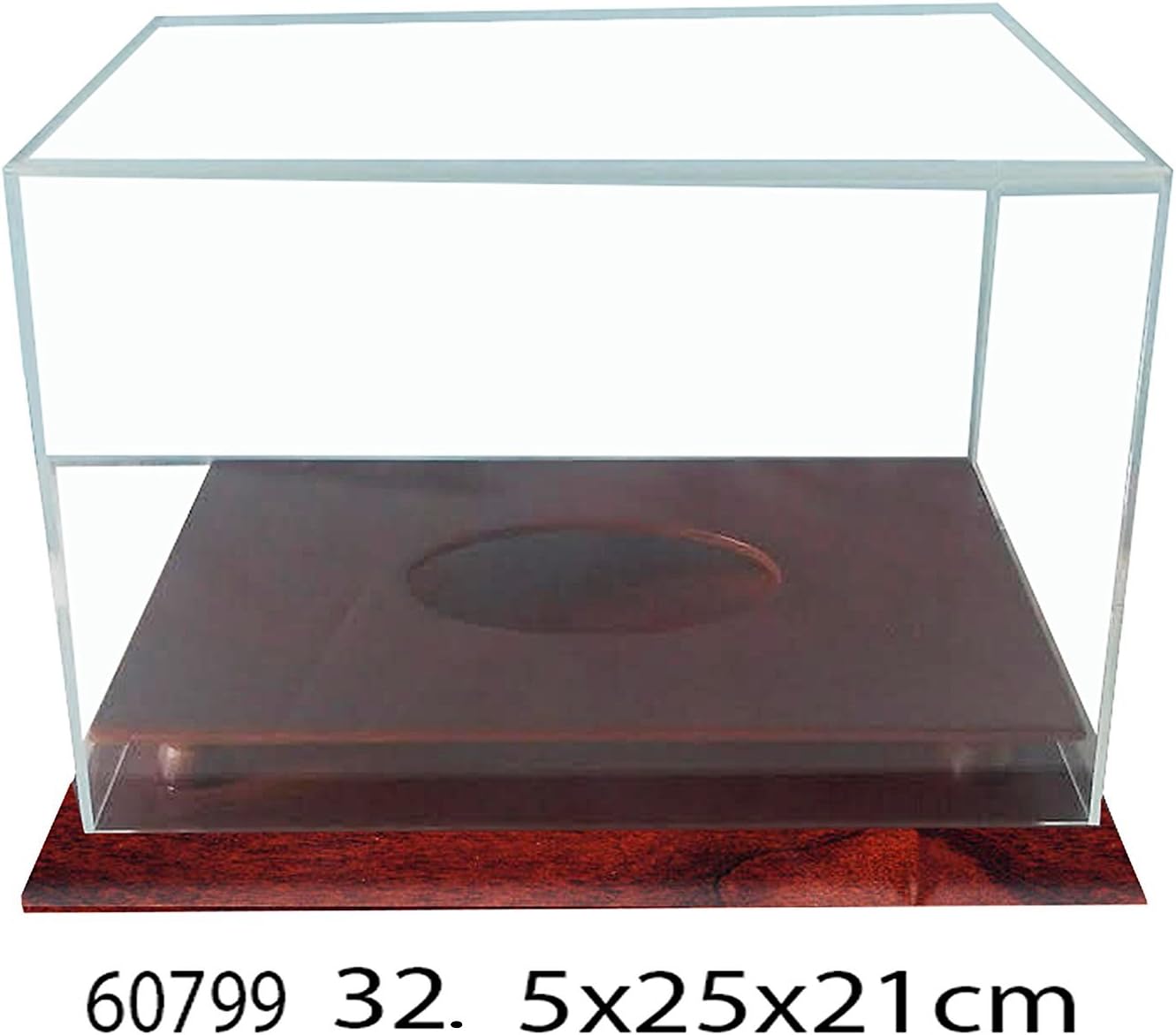 DECOMIL - UV Protection Football Display Case Holder, All 4 Sides Visible, Solid Wood Base - Cherry Finish