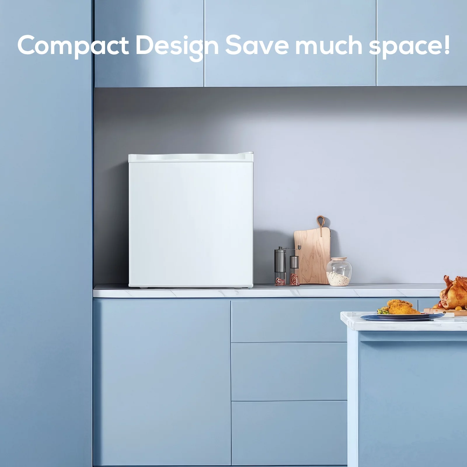 Auseo Mini Freezer Countertop, Energy Saving 1.1 Cu.ft, Single Door Compact Upright Freezer with Reversible Door for Home/Office/Kitchen-Silver