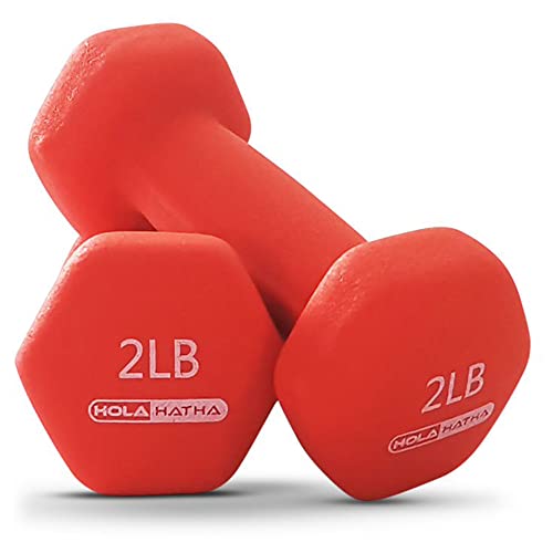 HolaHatha Neoprene Dumbbell Free Hand Weight Set with Rack, Ideal for Home Exercises to Gain Tone and Definition