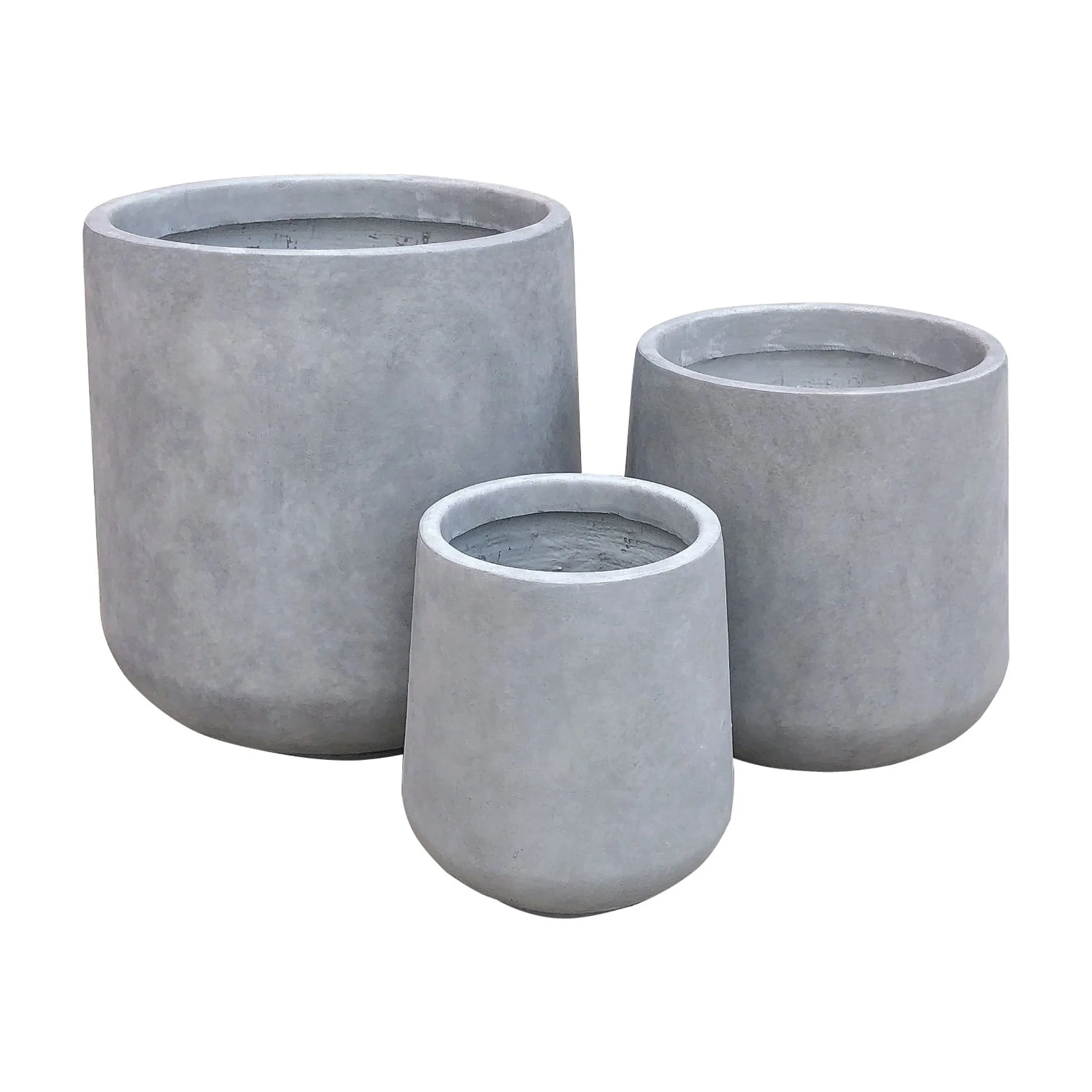 Kante  Round Concrete Planter (Set of 3 Sizes), Outdoor/Indoor(Concrete Grey) White