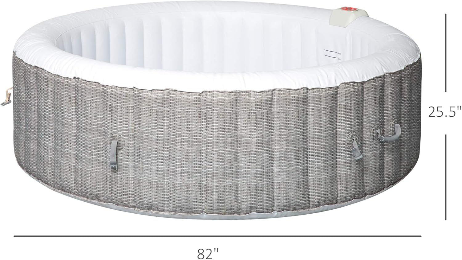Outsunny 4-6 Person Inflatable Portable Hot Tub Outdoor Round Heated Spa with 130 Jets, Cover, Filter Cartridges, Grey