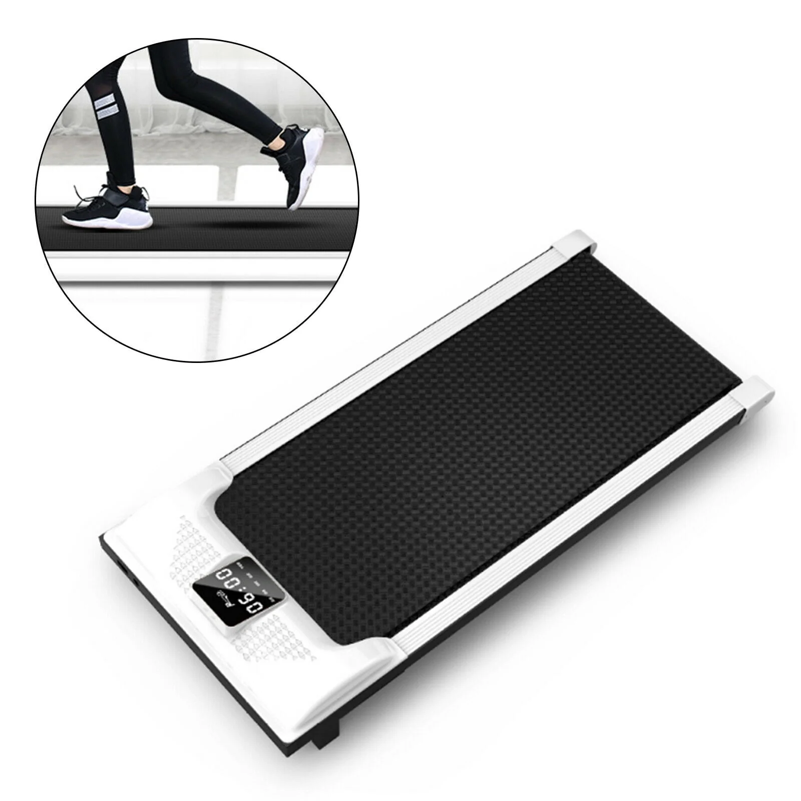 Fichiouy Portable Electric Treadmill Walking Pad Home Office Under Desk Exercise Machine with Touchable LCD Display AC110V