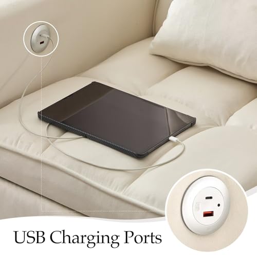 Modern 3 in 1 Convertible Sleeper Sofa Couch Bed with USB, Adjustable Backrest Velvet Pull Out Sofa Bed, Loveseat Sleeper Couch