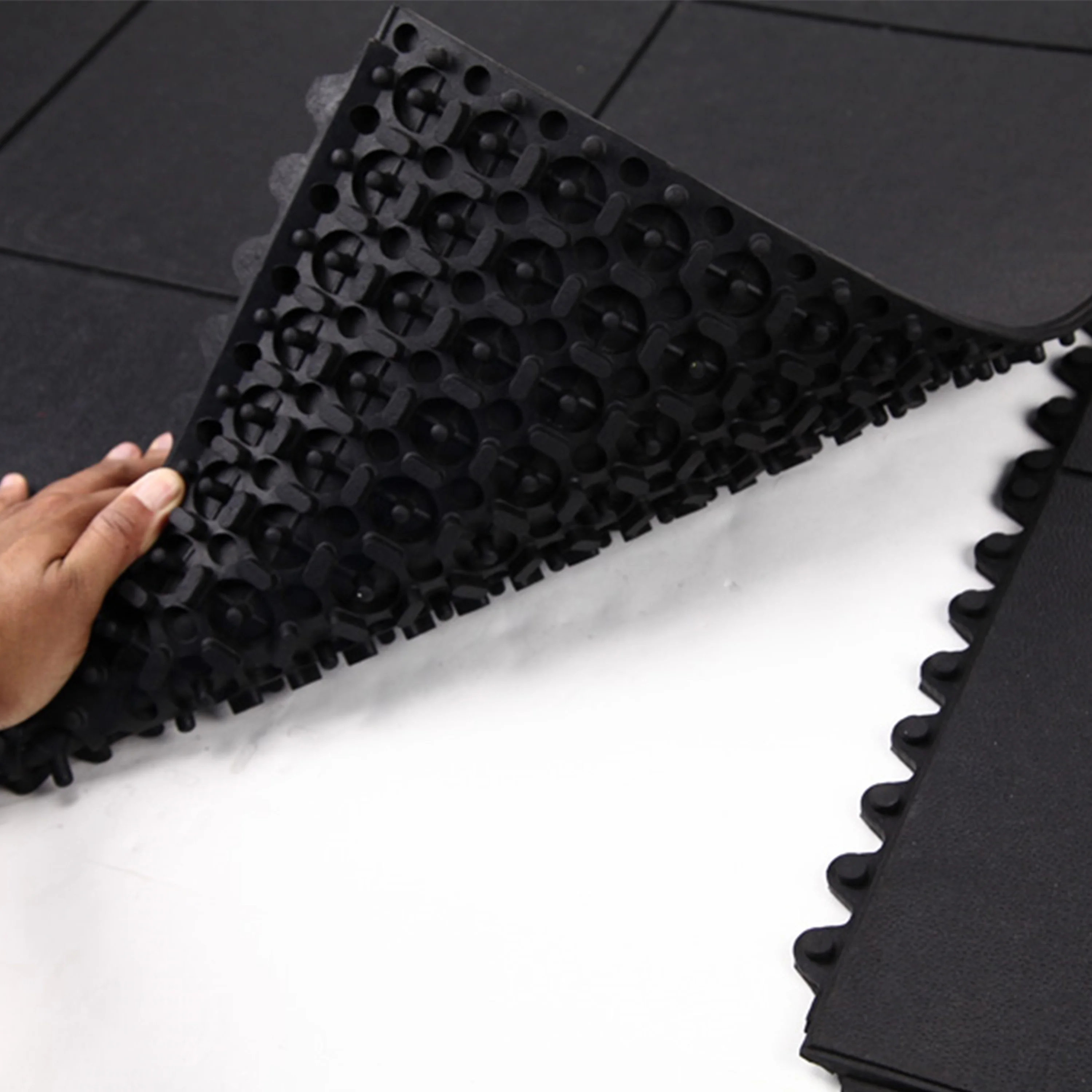 FlooringInc (5/8") Thick Evolution Rubber Floor Tiles - Equipment Mats, Gym Flooring and Utility, Black - Curated Treasures Market