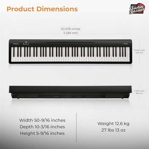 Roland FP-30X 88-Key Digital Piano - Black Bundle with Adjustable Stand, Bench, Sustain Pedal, Online Piano Lessons, Instructional DVD
