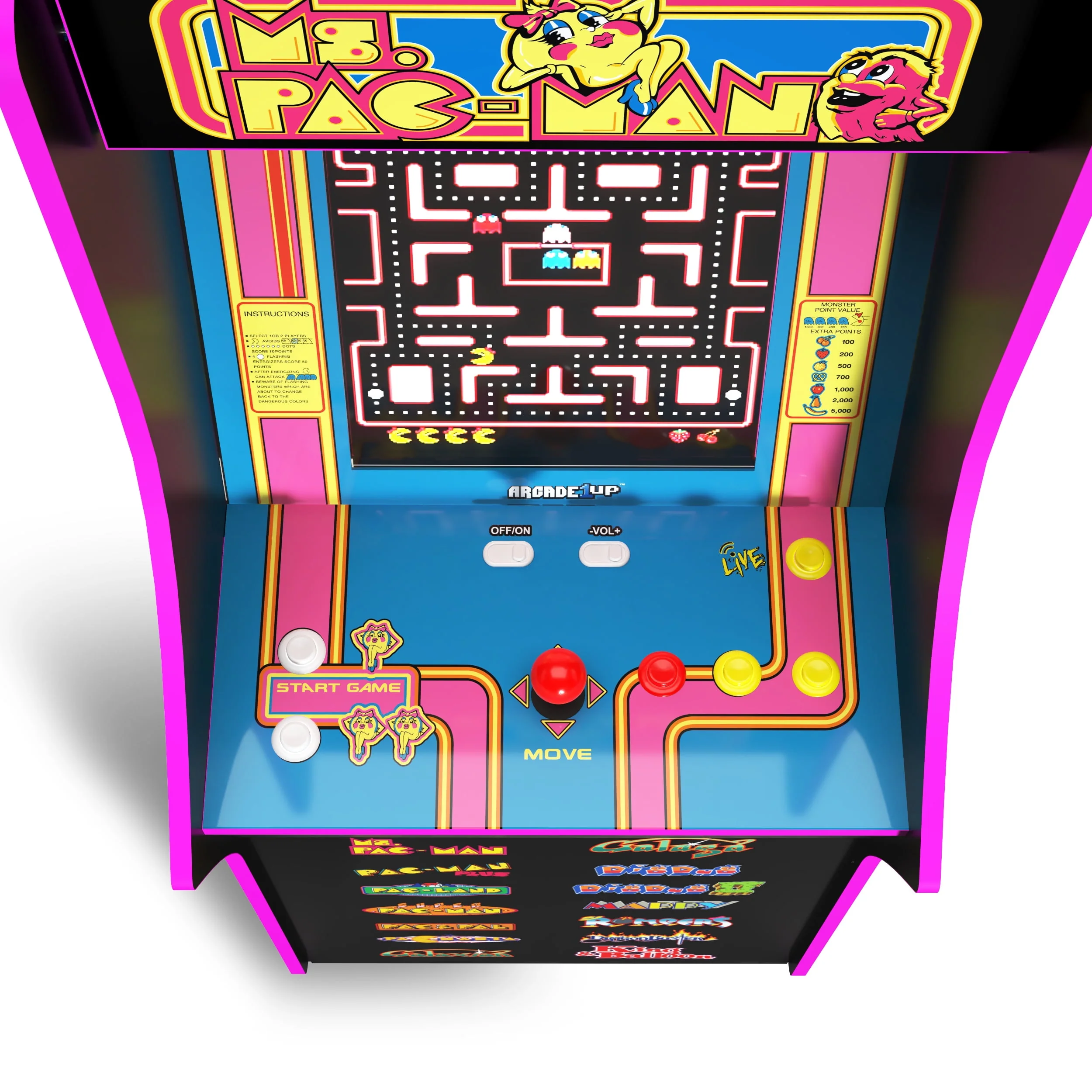 Arcade1Up Ms. PAC-MAN Classic Arcade Game, built for your home, 4-foot-tall stand-up cabinet, 14 classic games, and 17-inch screen