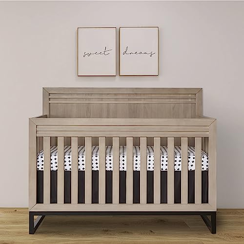 Evolur Kyoto 5-in-1 Convertible Crib in Brown Stone, Greenguard Gold and JPMA Certified, Non-Toxic Baby Safe Paint, Made of Hardwood