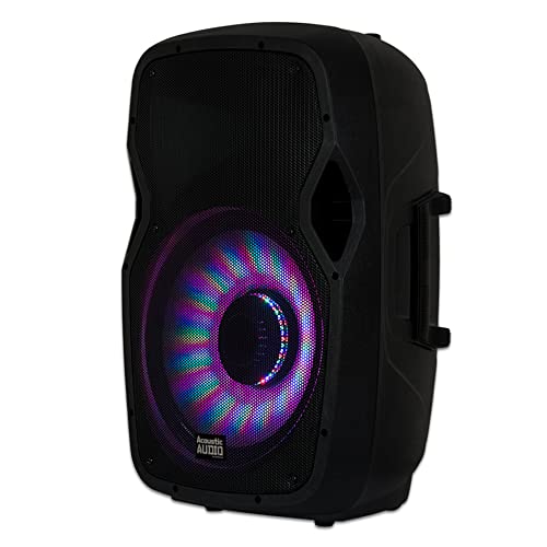 Acoustic Audio by Goldwood 1000W Bluetooth Speaker Set w/ 15" Woofer - Portable PA Sound System w/ Microphone, Adjustable Stand & Remote for Karaoke