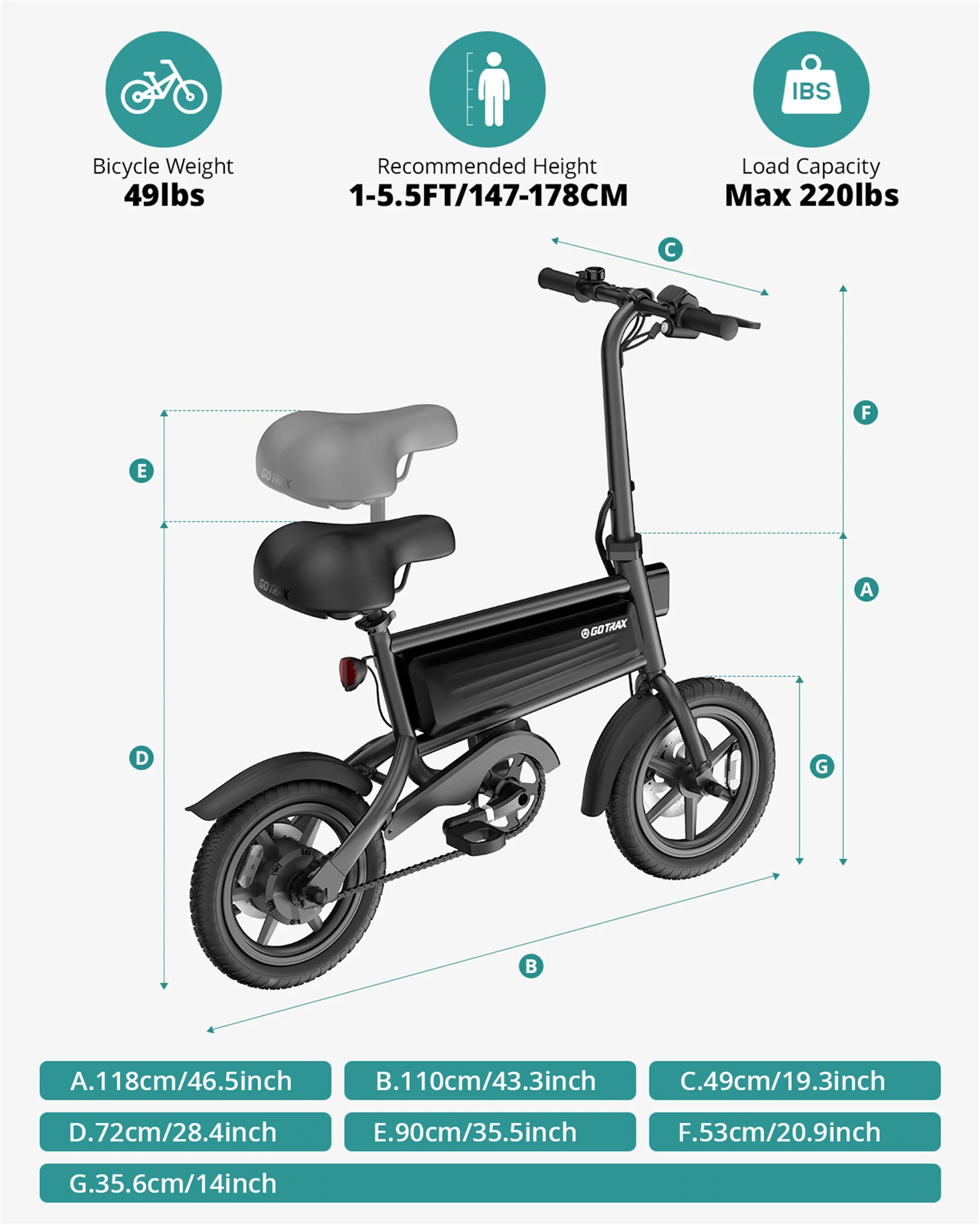 GOTRAX S2 14 Folding Electric Bike for Adults and Teens, 250W 15.5Mph, 15Miles LED Display Mini E-Bike for Commuting
