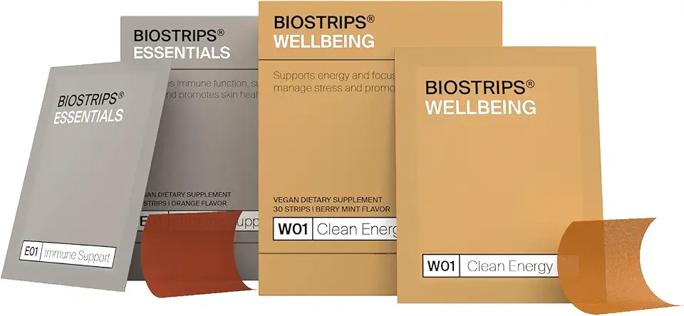 BIOSTRIPS® Power Duo - Travel Essential Energy Supplement & Brain Supplement for Memory & Focus with Immune Support - Vitamin C, Vitamin D, Zinc