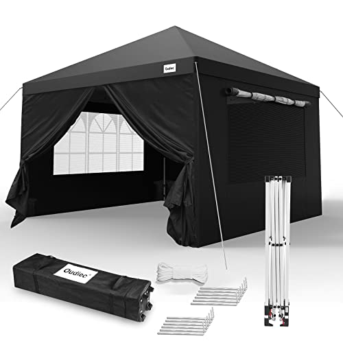 Pop up Canopy Tent with Window, 10x10 Ft Outdoor Gazebo Tent with Removable Zip up Sidewall and Doors, 1 Bonus Wheeled Case