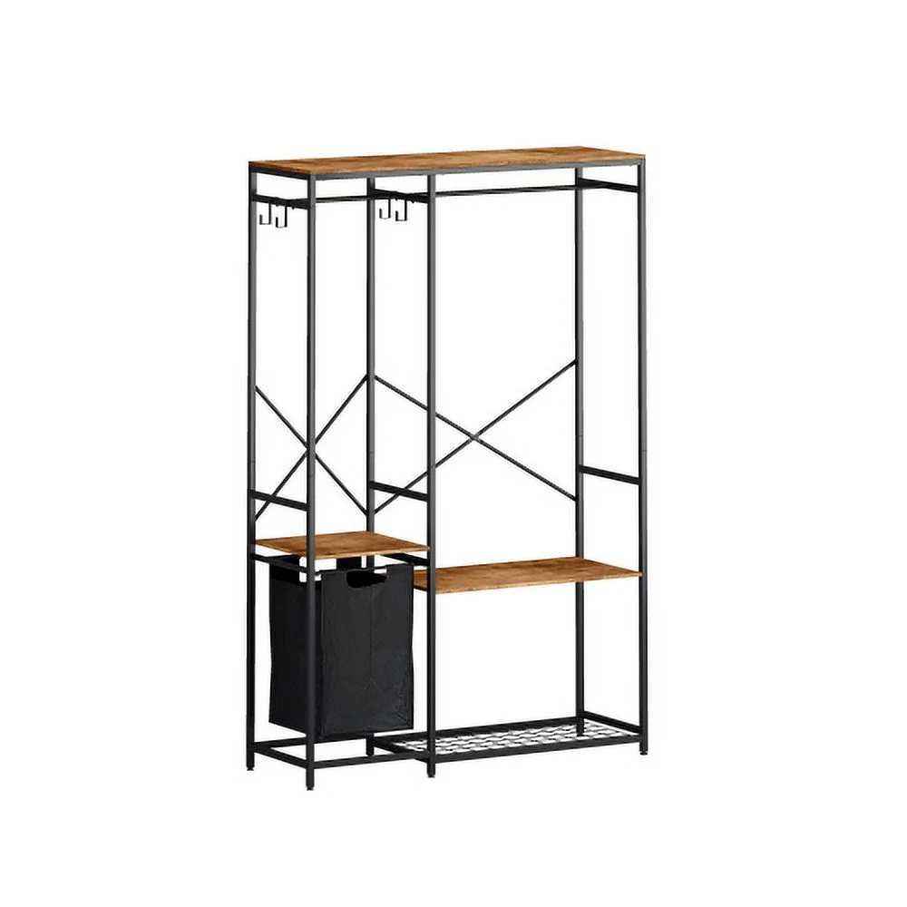 Portable Wardrobe Clothes Rack, Freestanding Clothing Rack with Bottom Mesh Storage Rack