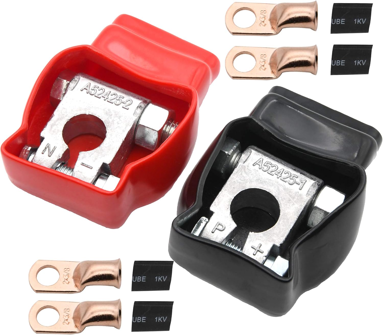 Military Spec Battery Terminal Positive and Negative Connectors for Marine Car Boat RV,Vehicles (1 Pair)