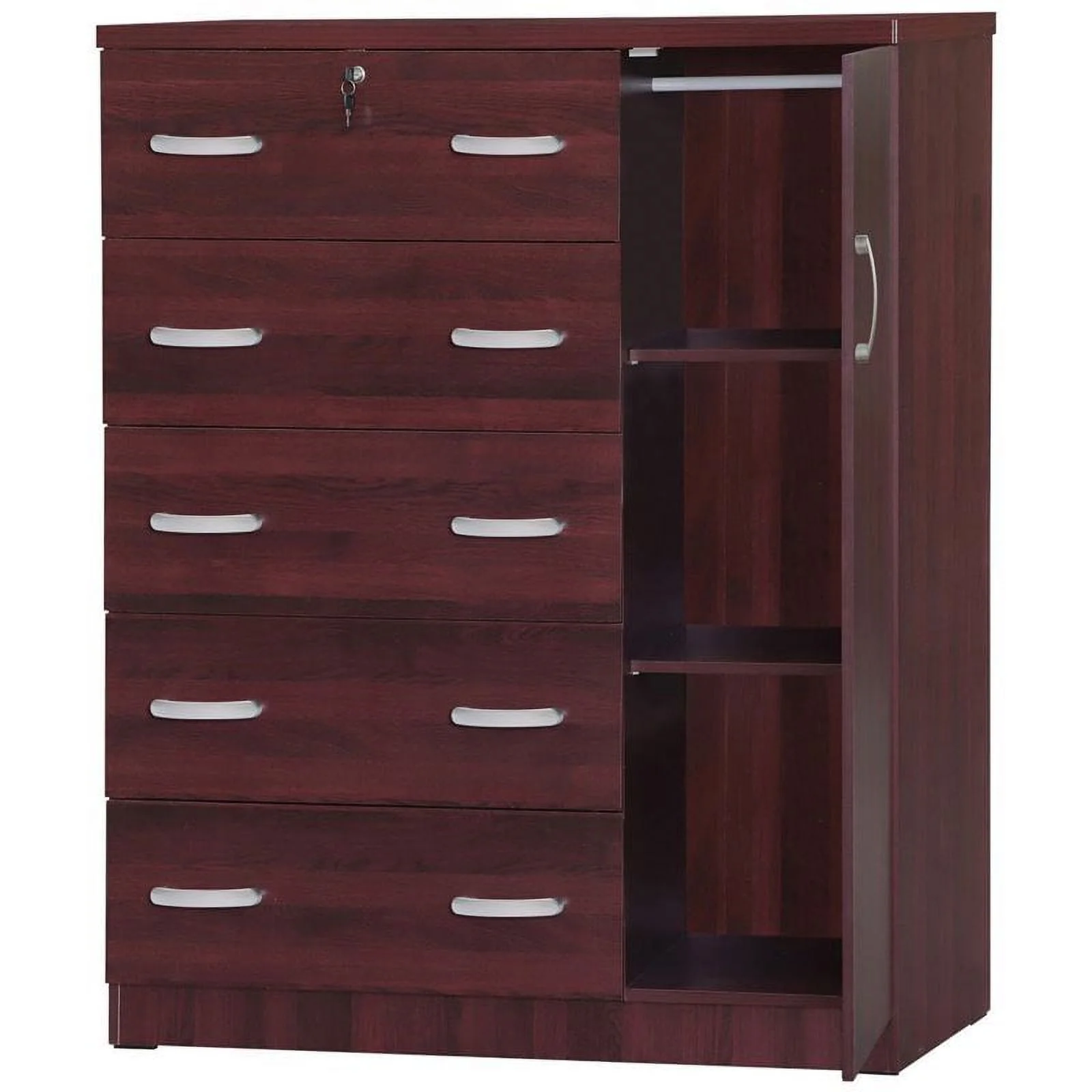 Home Square 3-Piece Set with Queen Bed Tall Chest Wardrobe & Nightstand