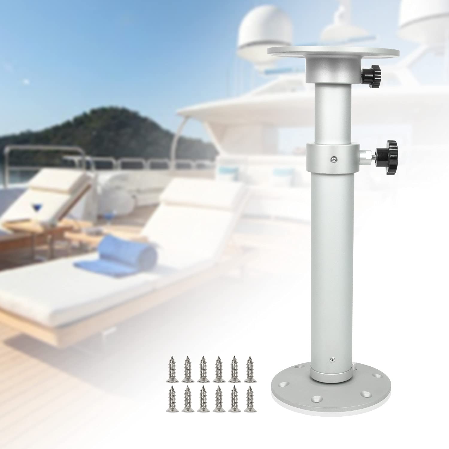 Adjustable Table Pedestal Stand Detachable Table Base Kit Compatible with Boat Yacht RV Motorhome Caravan