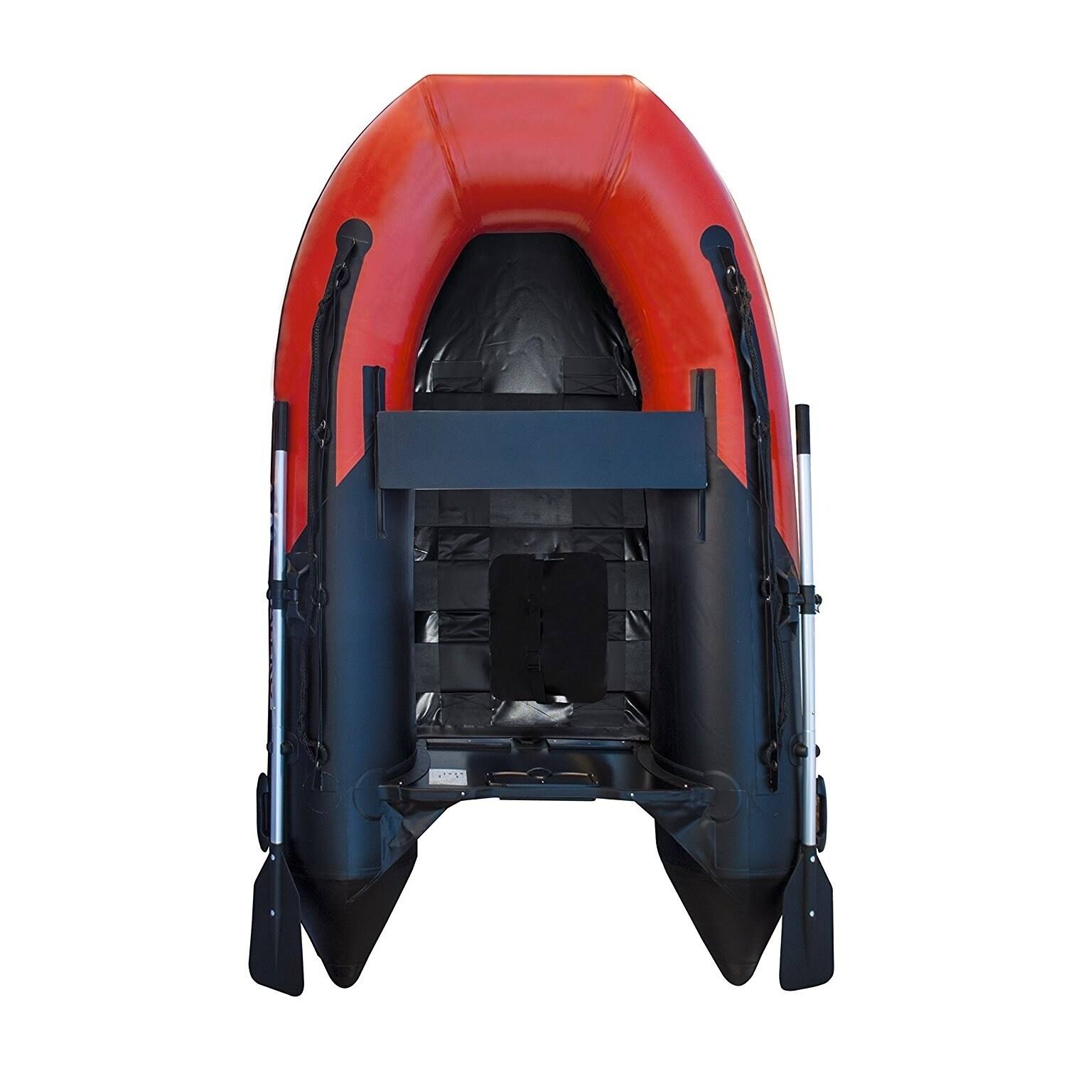 Aleko 3 Person Inflatable Boat 8.4 ft with Pre-Installed Slide FLOOR, Red Black