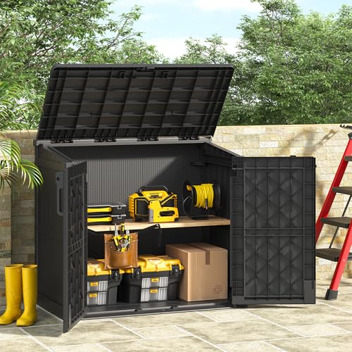 Outdoor Resin Storage Shed 36 Cu. Ft. Garden Horizontal Storage Large Capacity Weather Resistant Storage Box
