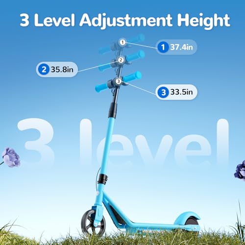 isinwheel S2 Electric Scooter for Kids Ages 6-12,150W Kids Electric Scooter with Adjustable Speed and Height, Colorful Lights, Double Brake
