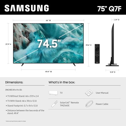 Samsung 65-Inch Class QLED Q7F Series Samsung Vision AI Smart TV (2025 Model, 65Q7F) Quantum HDR, Object Tracking Sound Lite, Q4 AI Gen1 Processor
